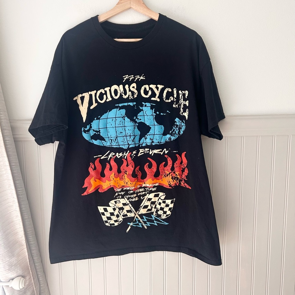 PacSun Vicious Cycle Black Men’s Large Graphic Cotton T-Shirt